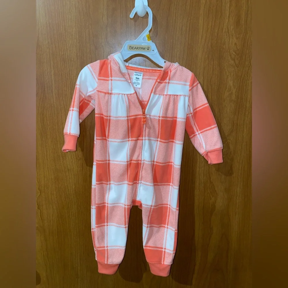 Carter's Vibrant Orange Plaid Baby Onesie